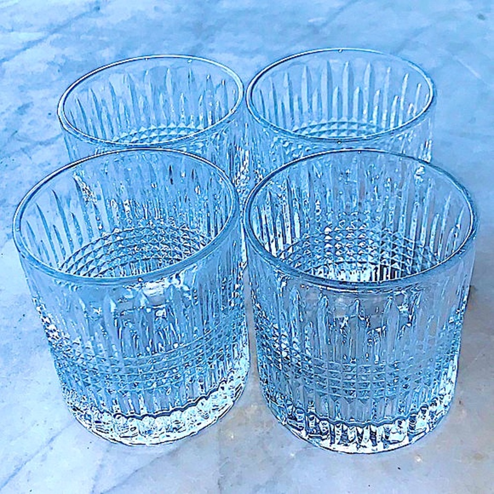 ELLE DECOR STRASBOURG OLD FASHIONED GLASSES SET OF FOUR CRYSTAL